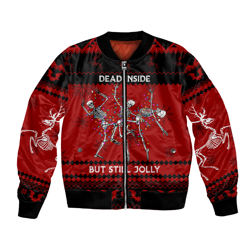 Christmas Bomber Jacket Jolly Skull Merry Creepmas LT7 Aljaira