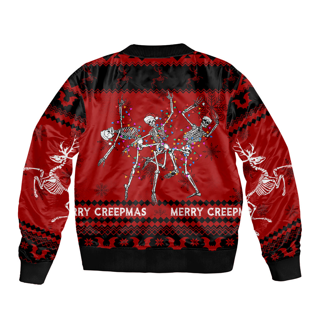 Christmas Bomber Jacket Jolly Skull Merry Creepmas LT7 Aljaira