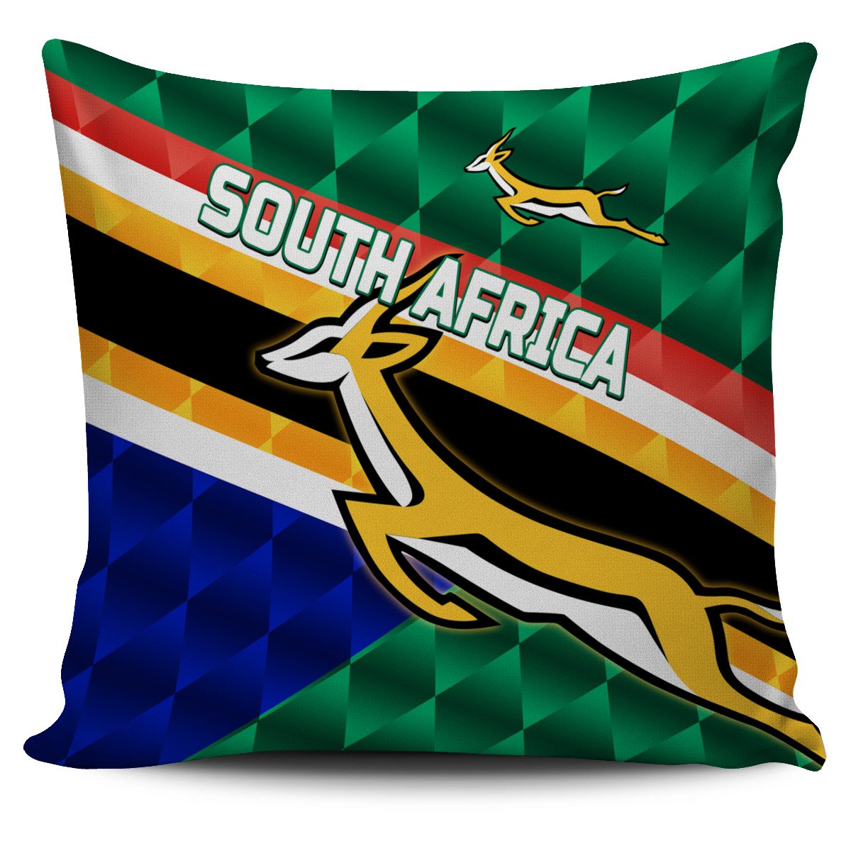 Gift Base Cuscino In Lino Con Design Sud Africa Rugby - 40x40 Cm - Federa Senza Imbottitura - Esclusivo - 3