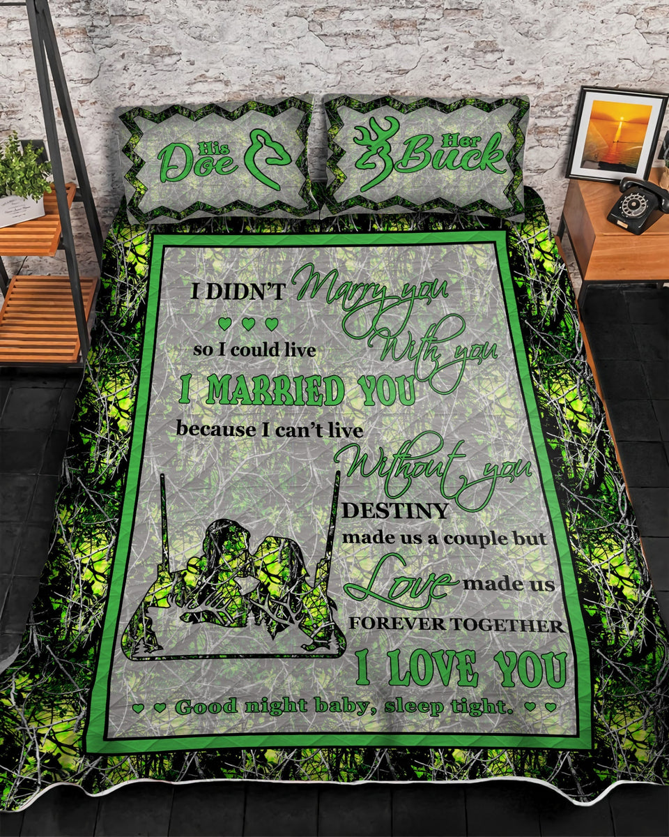 Premium I Married You Couple Quilt Bedding Set 3D Printed Pattern Gr Aljaira