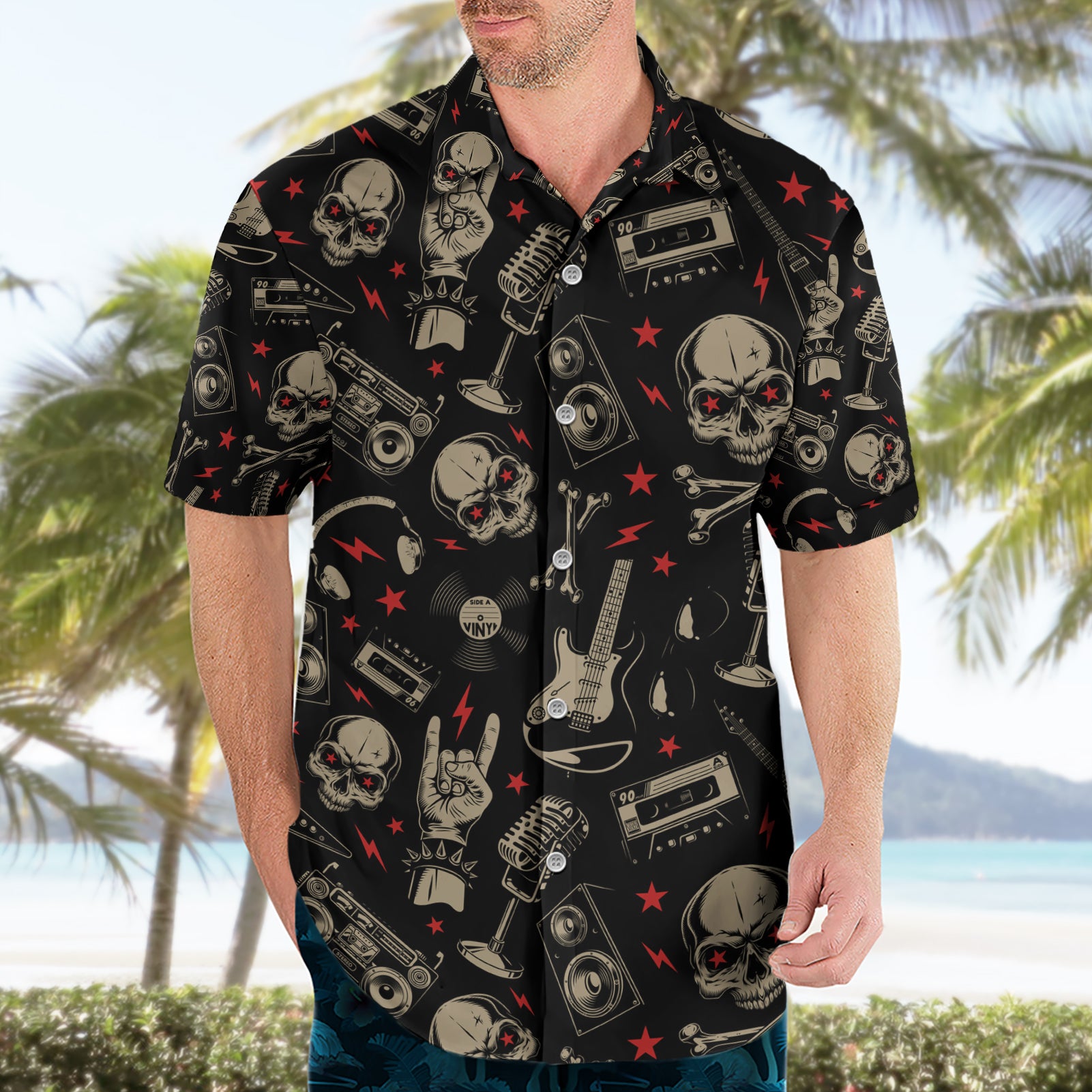 rock-and-roll-skull-pattern-design-hawaiian-shirt