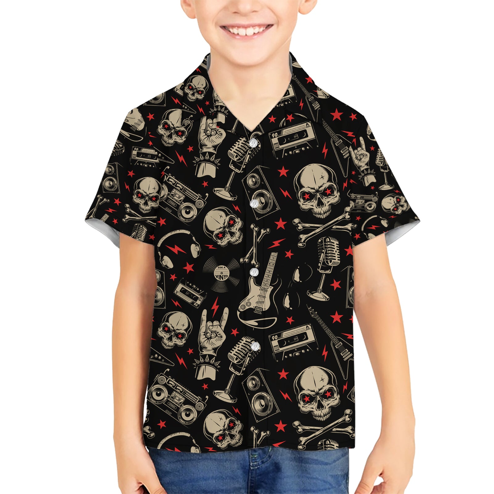 rock-and-roll-skull-pattern-design-hawaiian-shirt