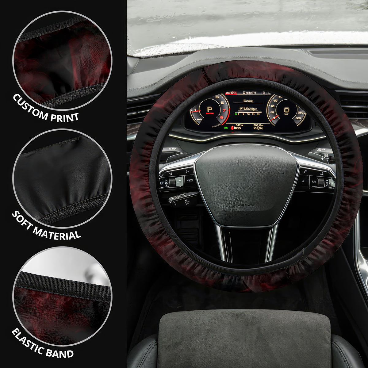 personalised-native-american-chief-skull-steering-wheel-cover-rose-skull