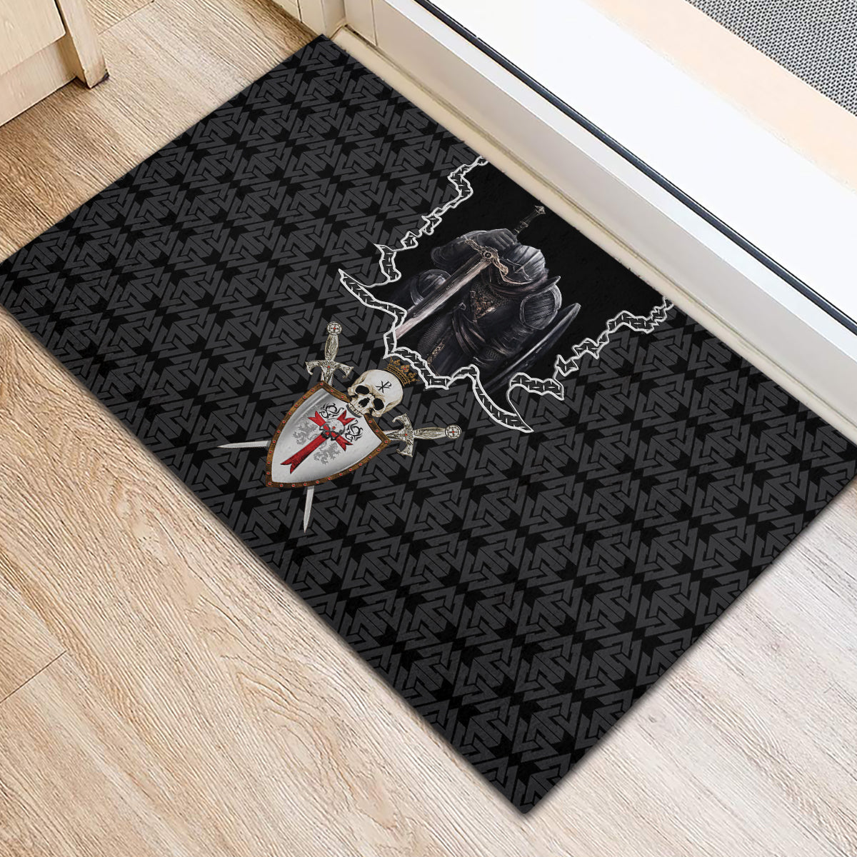 personalised-knights-templar-warrior-skull-rubber-doormat