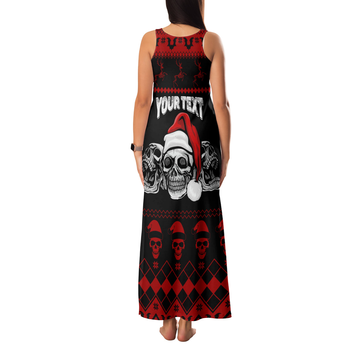 custom-christmas-family-matching-tank-maxi-dress-and-hawaiian-shirt-gothic-skull-creepmas