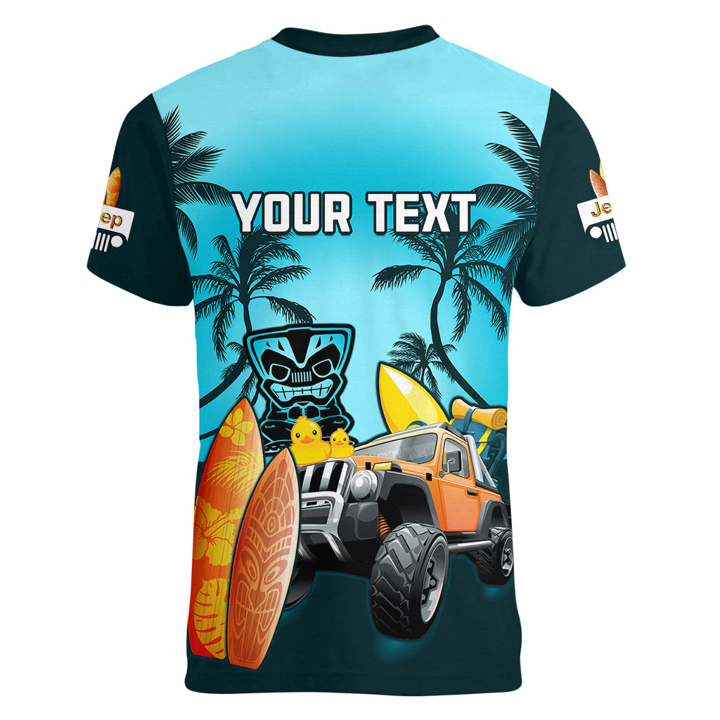 personalised-blue-jeep-beach-2023-women-v-neck-t-shirt-happy-20th-anniversary