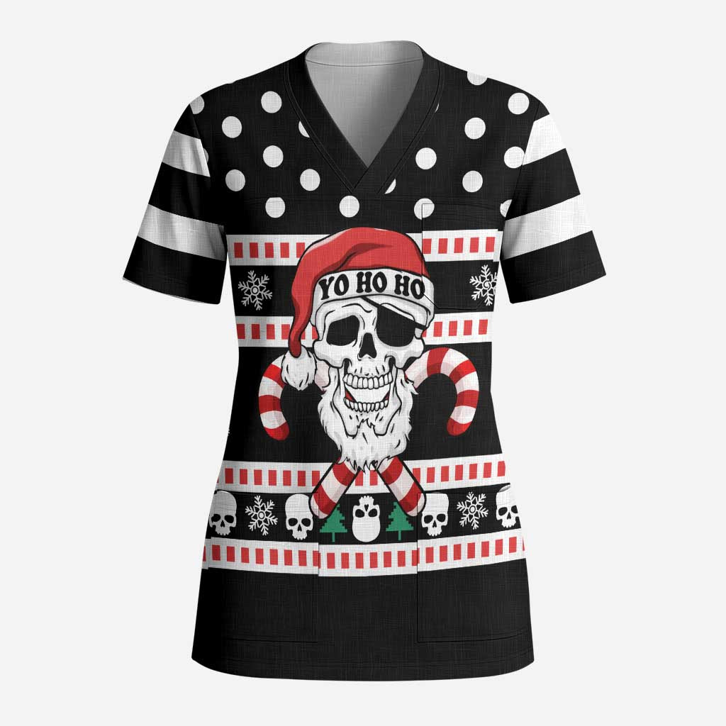 Skull Creepmas Christmas Yall Christmas Scrub Top Xmas Holiday Patterns - Aljaira