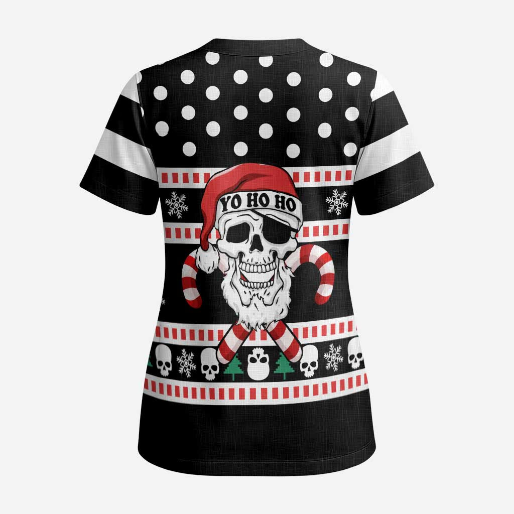 Skull Creepmas Christmas Yall Christmas Scrub Top Xmas Holiday Patterns - Aljaira