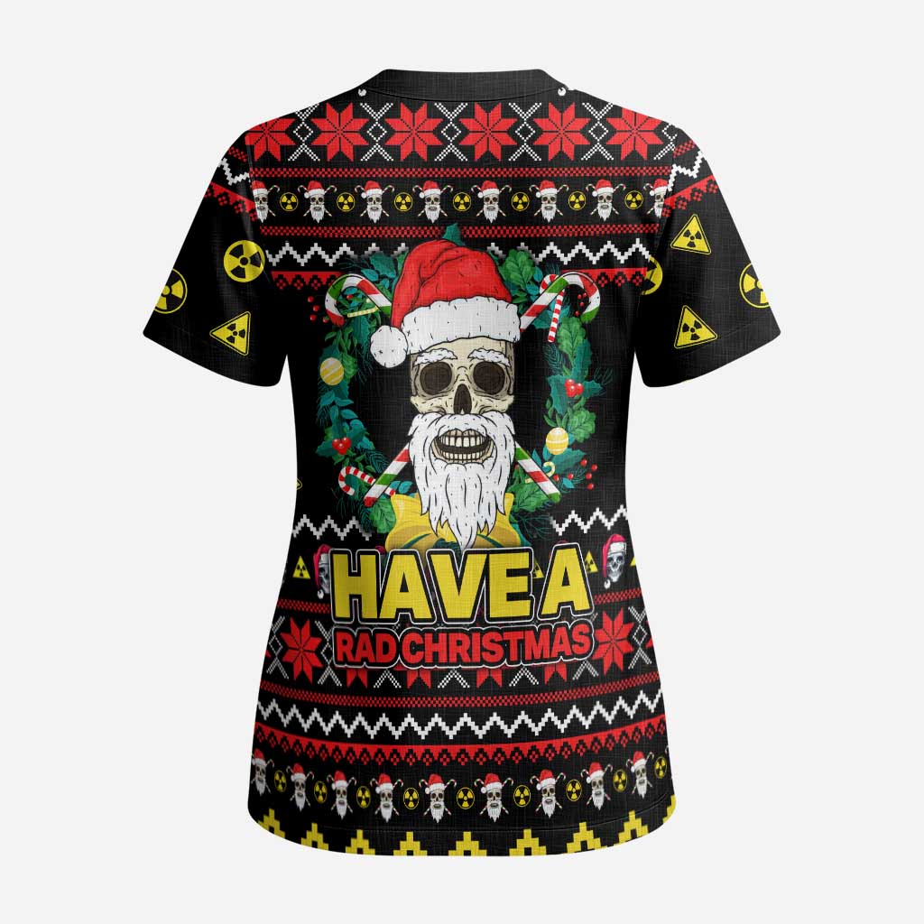 Skull Have A Rad Christmas Scrub Top Xmas Holiday Patterns - Aljaira
