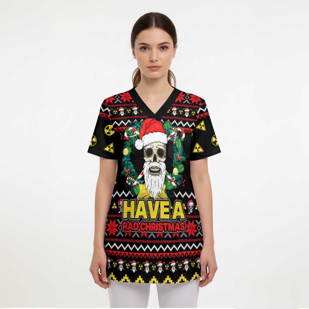 Skull Have A Rad Christmas Scrub Top Xmas Holiday Patterns - Aljaira