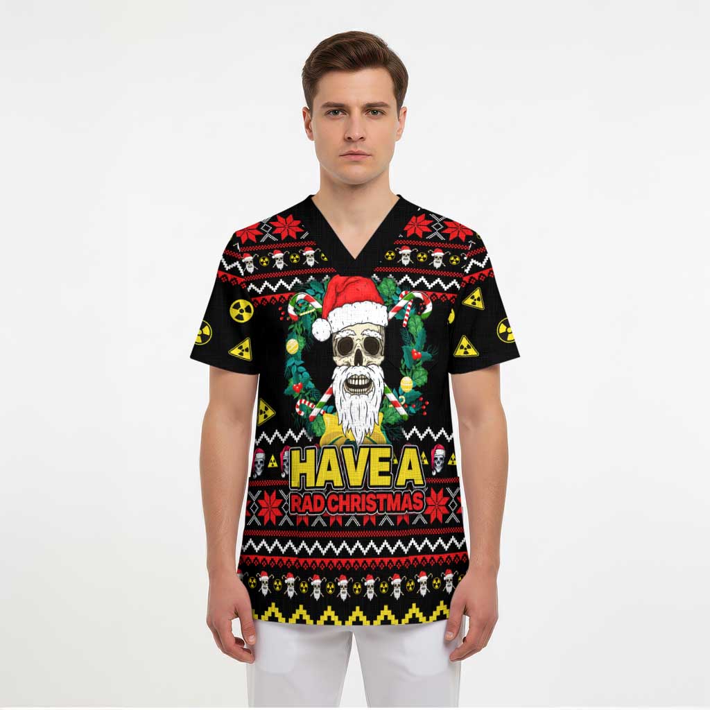 Skull Have A Rad Christmas Scrub Top Xmas Holiday Patterns - Aljaira