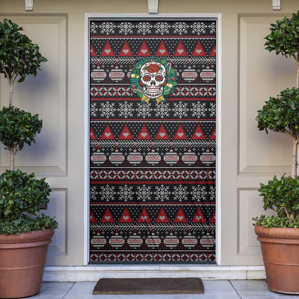 Skull Christmas Door Cover Xmas Holiday Patterns - Aljaira