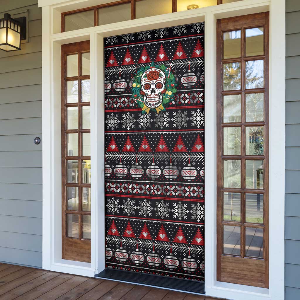 Skull Christmas Door Cover Xmas Holiday Patterns - Aljaira