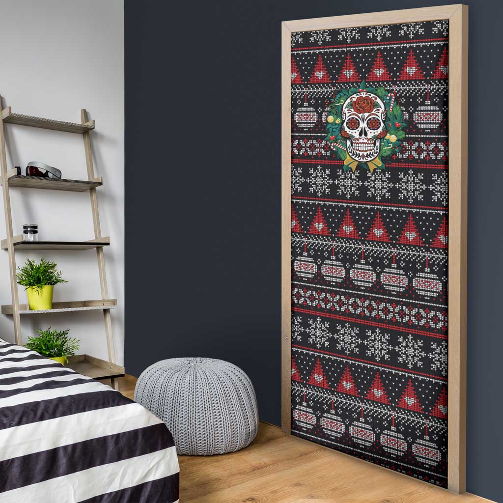 Skull Christmas Door Cover Xmas Holiday Patterns - Aljaira