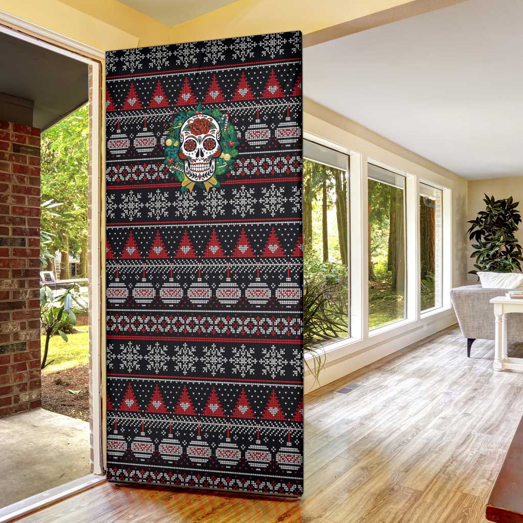 Skull Christmas Door Cover Xmas Holiday Patterns - Aljaira