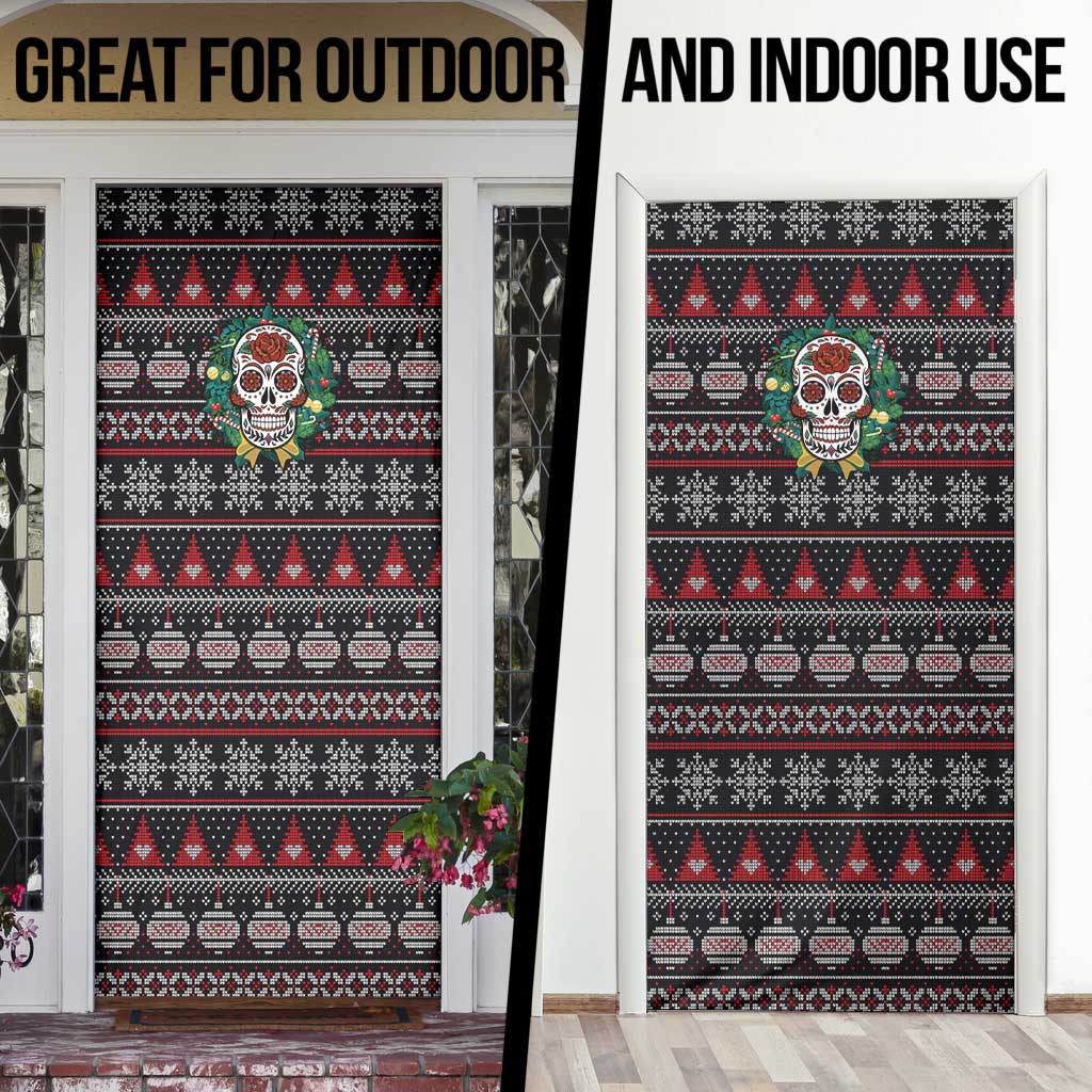 Skull Christmas Door Cover Xmas Holiday Patterns - Aljaira
