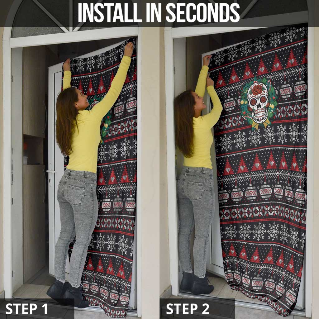 Skull Christmas Door Cover Xmas Holiday Patterns - Aljaira