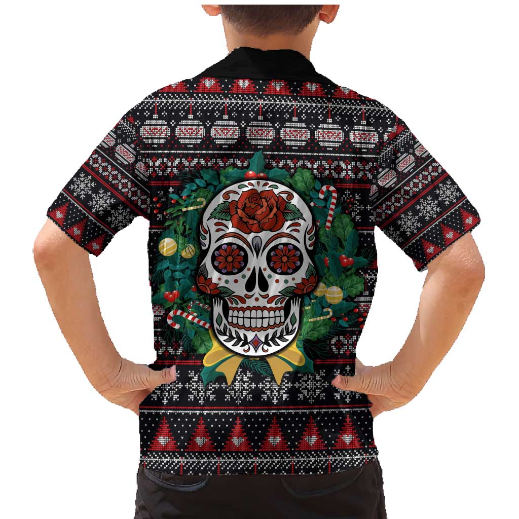 Skull Christmas Family Matching Mermaid Dress and Hawaiian Shirt Xmas Holiday Patterns - Aljaira