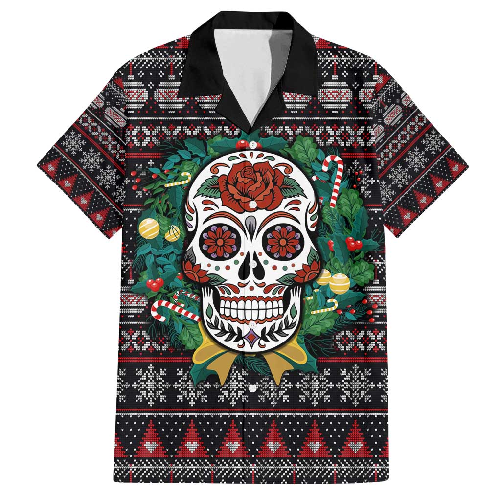 Skull Christmas Family Matching Puletasi and Hawaiian Shirt Xmas Holiday Patterns - Aljaira