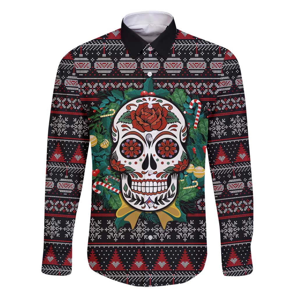 Skull Christmas Family Matching Puletasi and Hawaiian Shirt Xmas Holiday Patterns - Aljaira