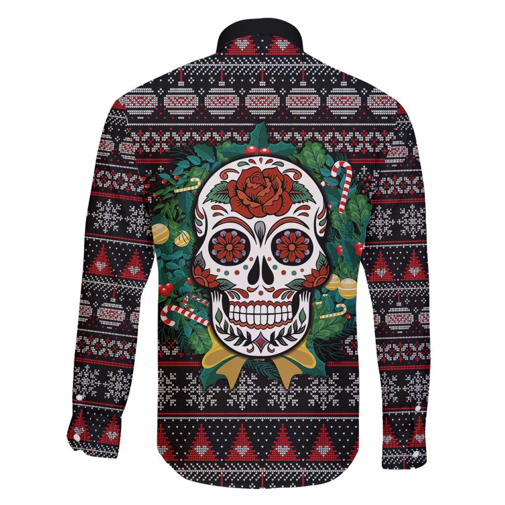 Skull Christmas Family Matching Short Sleeve Bodycon Dress and Hawaiian Shirt Xmas Holiday Patterns - Aljaira