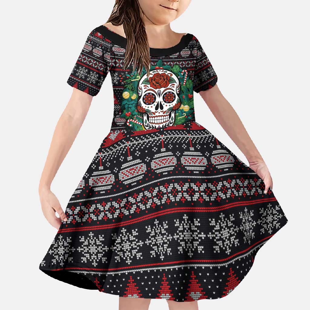 Skull Christmas Family Matching Summer Maxi Dress and Hawaiian Shirt Xmas Holiday Patterns - Aljaira