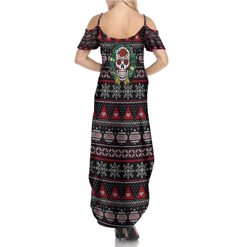 Skull Christmas Family Matching Summer Maxi Dress and Hawaiian Shirt Xmas Holiday Patterns - Aljaira