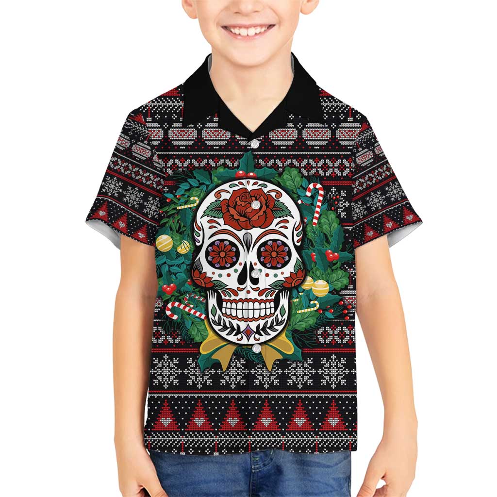 Skull Christmas Family Matching Summer Maxi Dress and Hawaiian Shirt Xmas Holiday Patterns - Aljaira
