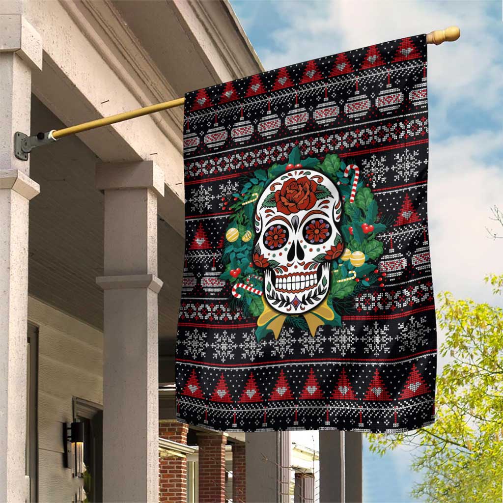 Skull Christmas Garden Flag Xmas Holiday Patterns - Aljaira
