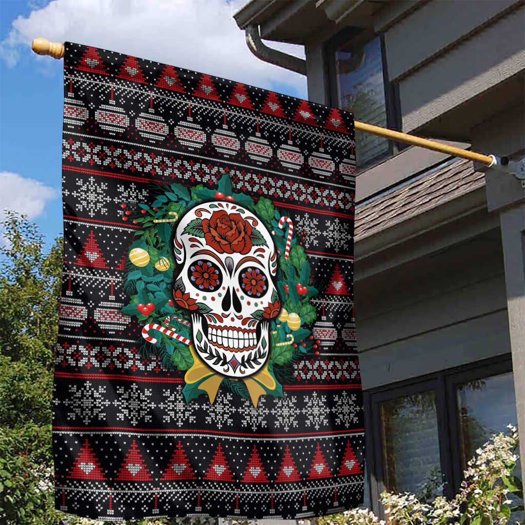 Skull Christmas Garden Flag Xmas Holiday Patterns - Aljaira