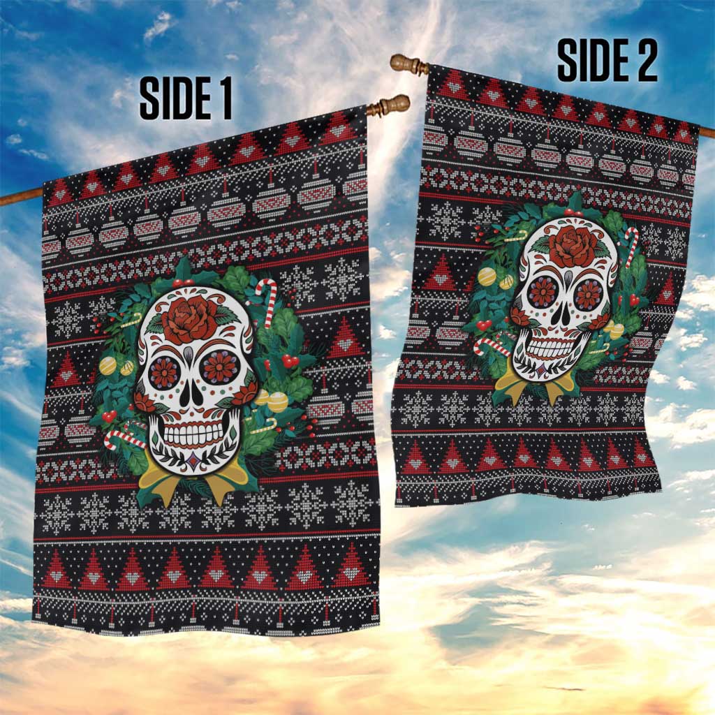 Skull Christmas Garden Flag Xmas Holiday Patterns - Aljaira