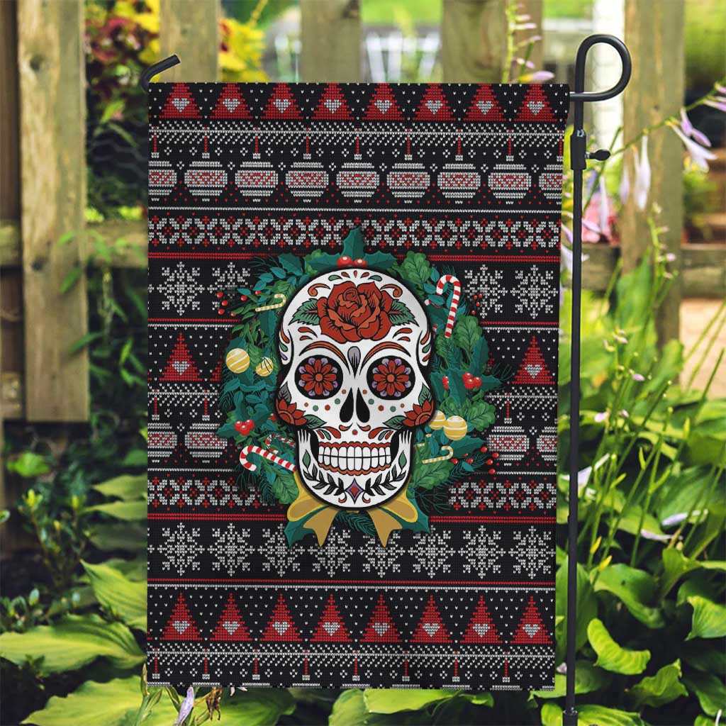 Skull Christmas Garden Flag Xmas Holiday Patterns - Aljaira