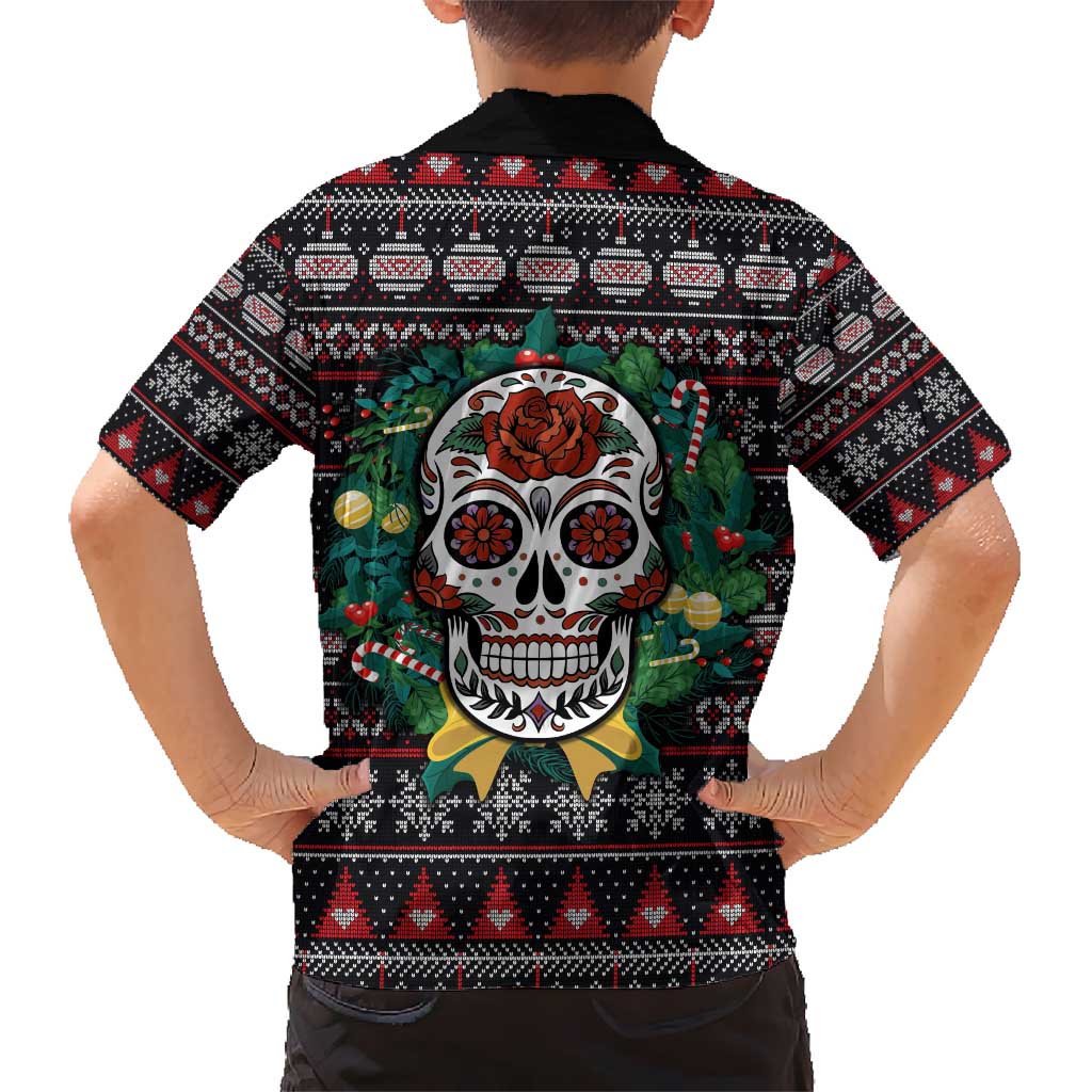 Skull Christmas Kid Hawaiian Shirt Xmas Holiday Patterns - Aljaira