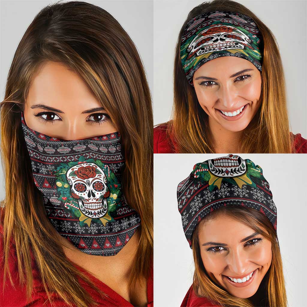 Skull Christmas Neck Gaiter Xmas Holiday Patterns - Aljaira
