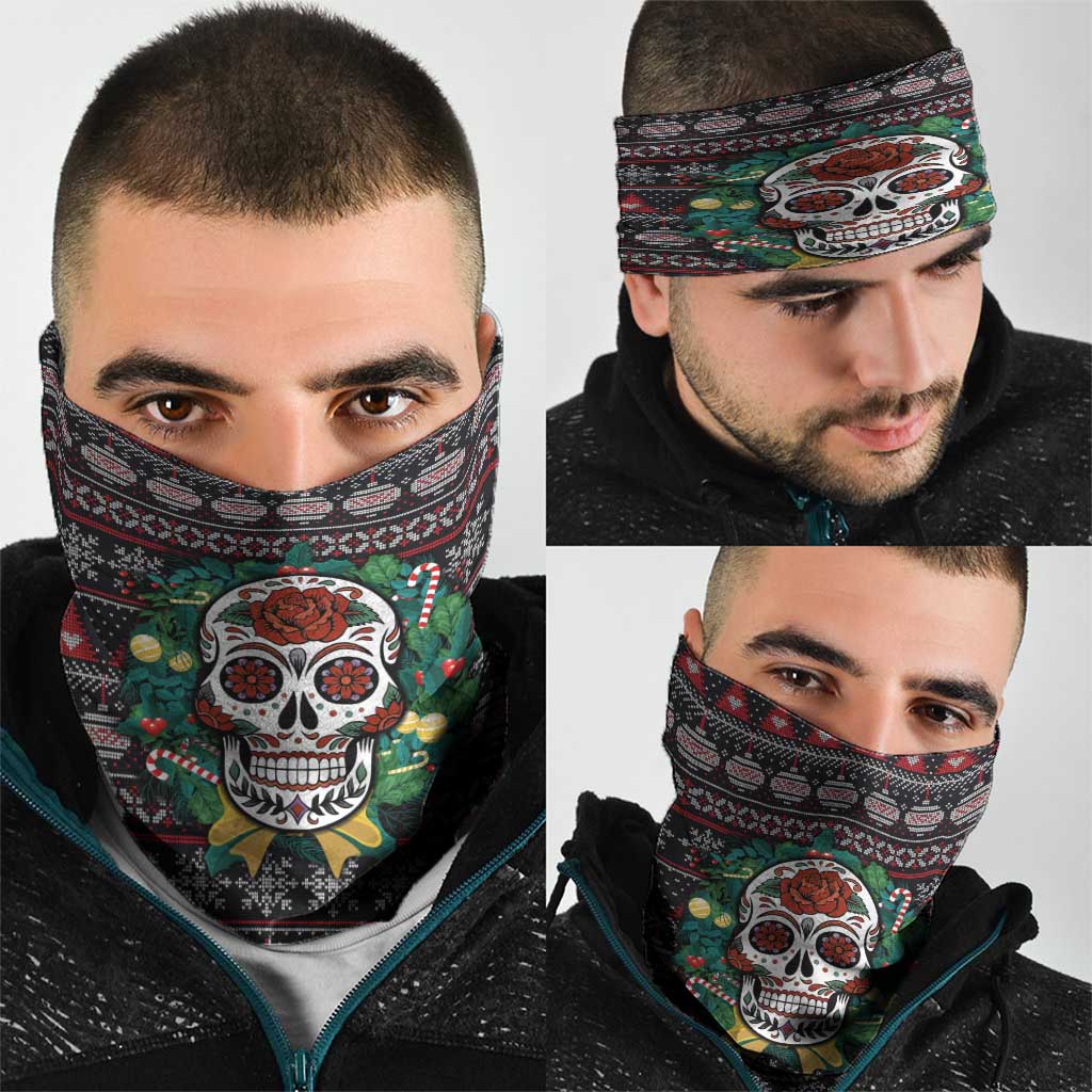 Skull Christmas Neck Gaiter Xmas Holiday Patterns - Aljaira
