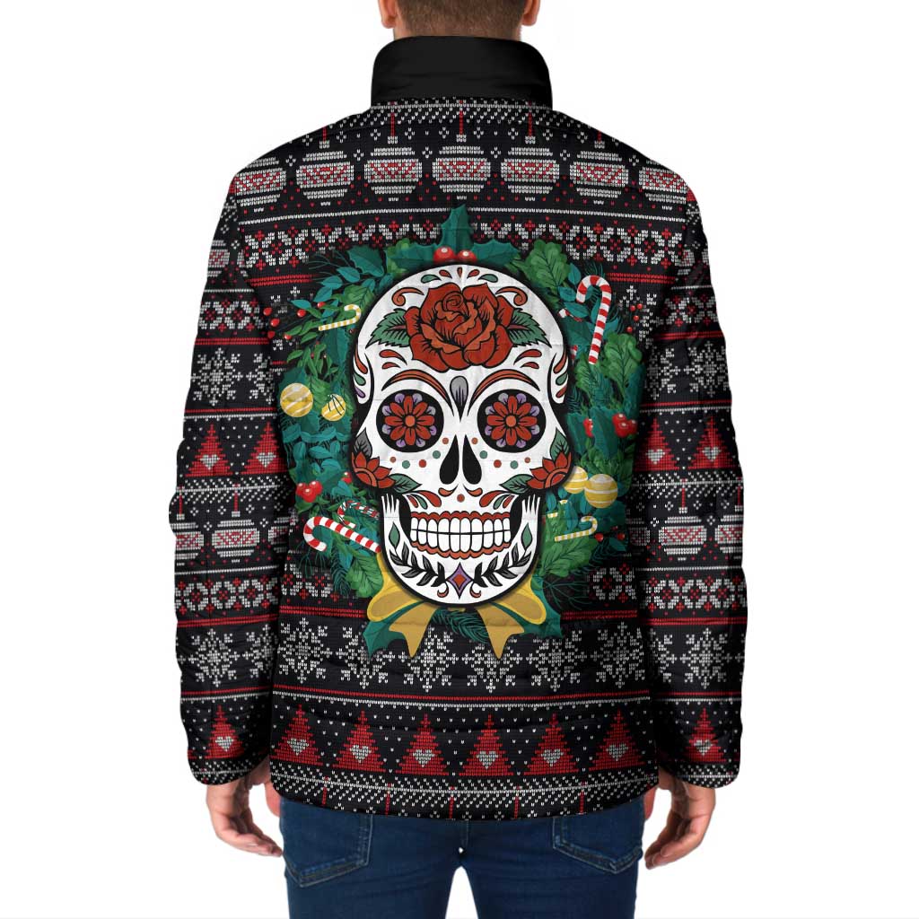 Skull Christmas Padded Jacket Xmas Holiday Patterns - Aljaira