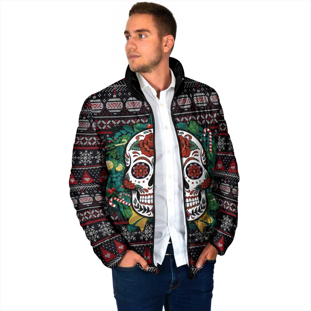 Skull Christmas Padded Jacket Xmas Holiday Patterns - Aljaira