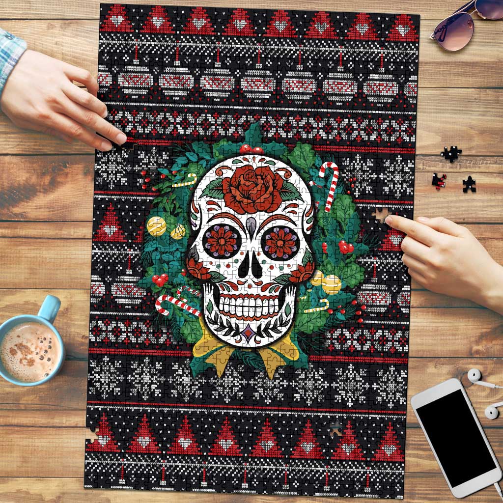Skull Christmas Puzzle Xmas Holiday Patterns - Aljaira
