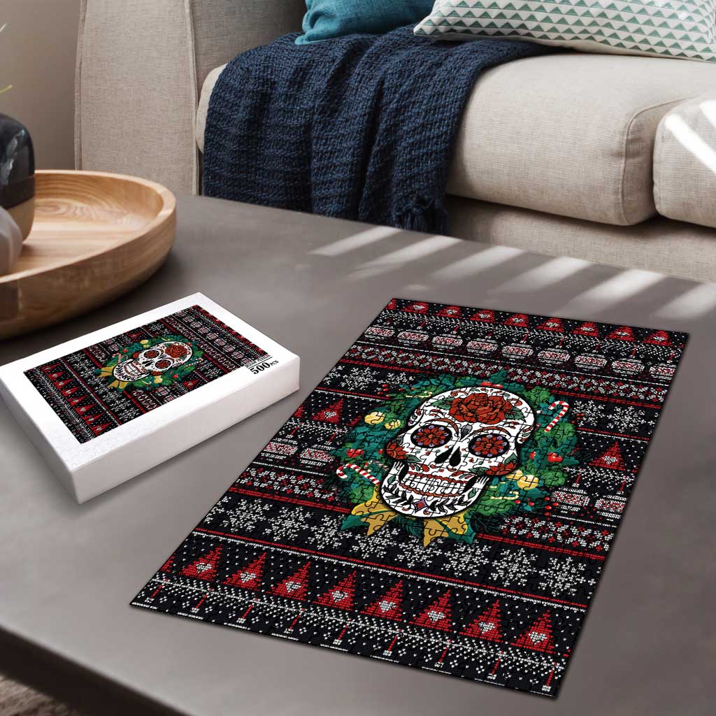 Skull Christmas Puzzle Xmas Holiday Patterns - Aljaira