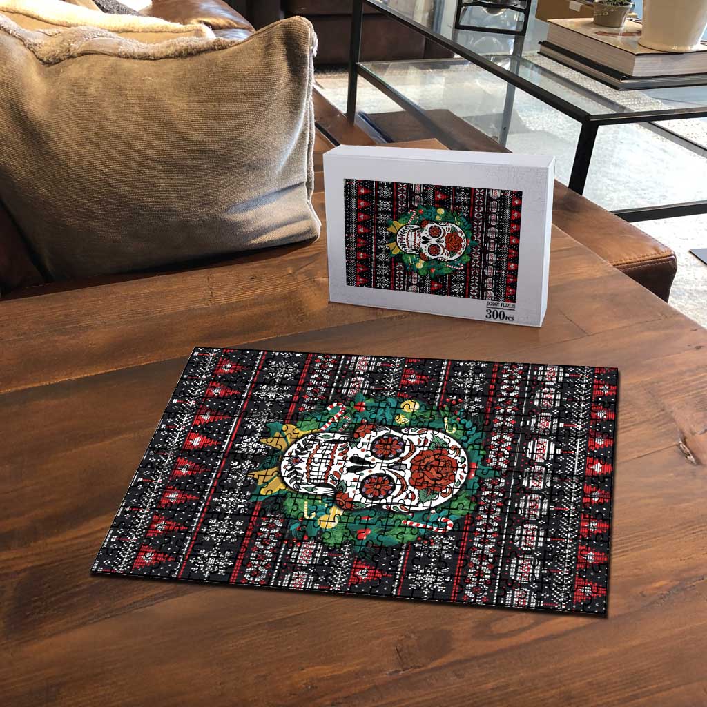 Skull Christmas Puzzle Xmas Holiday Patterns - Aljaira