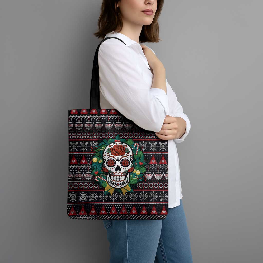 Skull Christmas Tote Bag Xmas Holiday Patterns - Aljaira