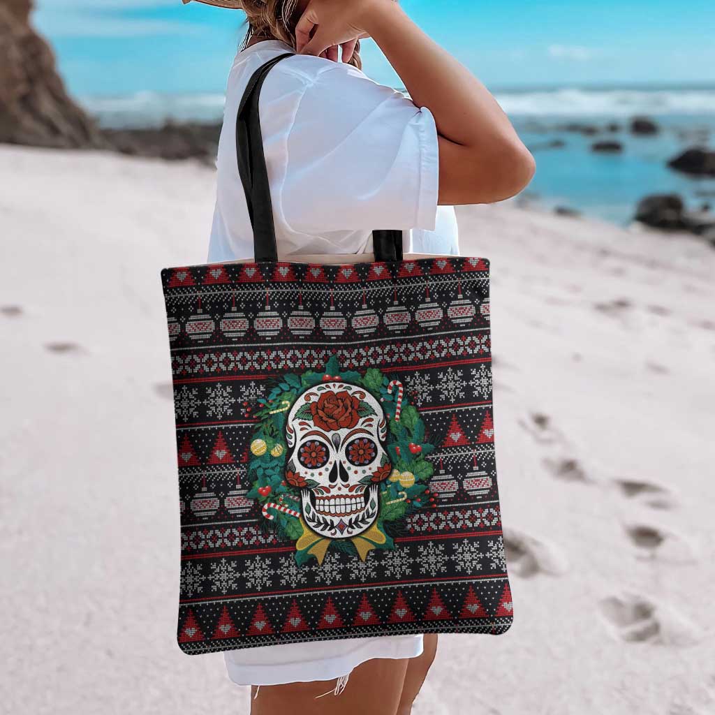 Skull Christmas Tote Bag Xmas Holiday Patterns - Aljaira