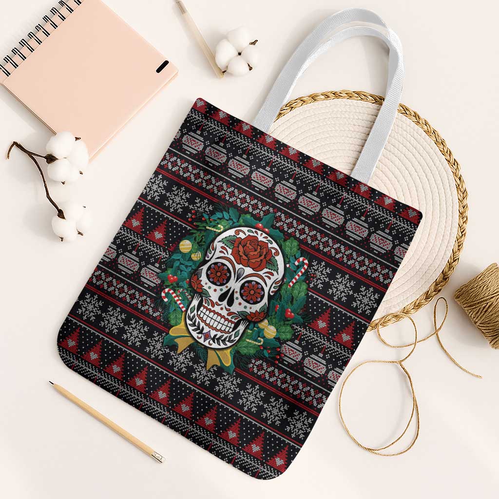 Skull Christmas Tote Bag Xmas Holiday Patterns - Aljaira