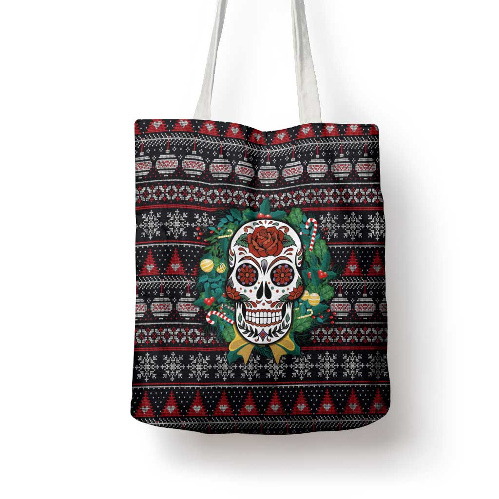 Skull Christmas Tote Bag Xmas Holiday Patterns - Aljaira