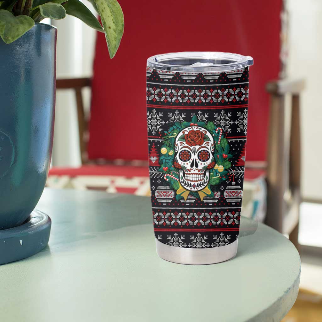 Skull Christmas Tumbler Cup Xmas Holiday Patterns - Aljaira
