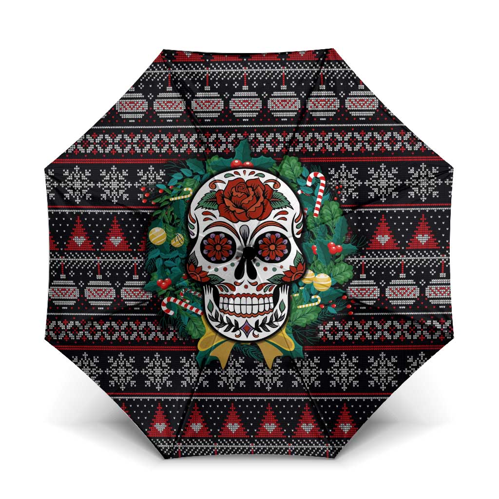 Skull Christmas Umbrella Xmas Holiday Patterns - Aljaira
