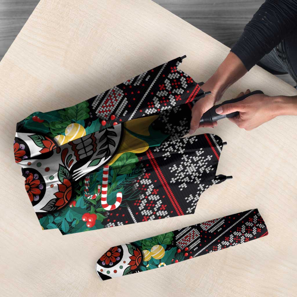 Skull Christmas Umbrella Xmas Holiday Patterns - Aljaira