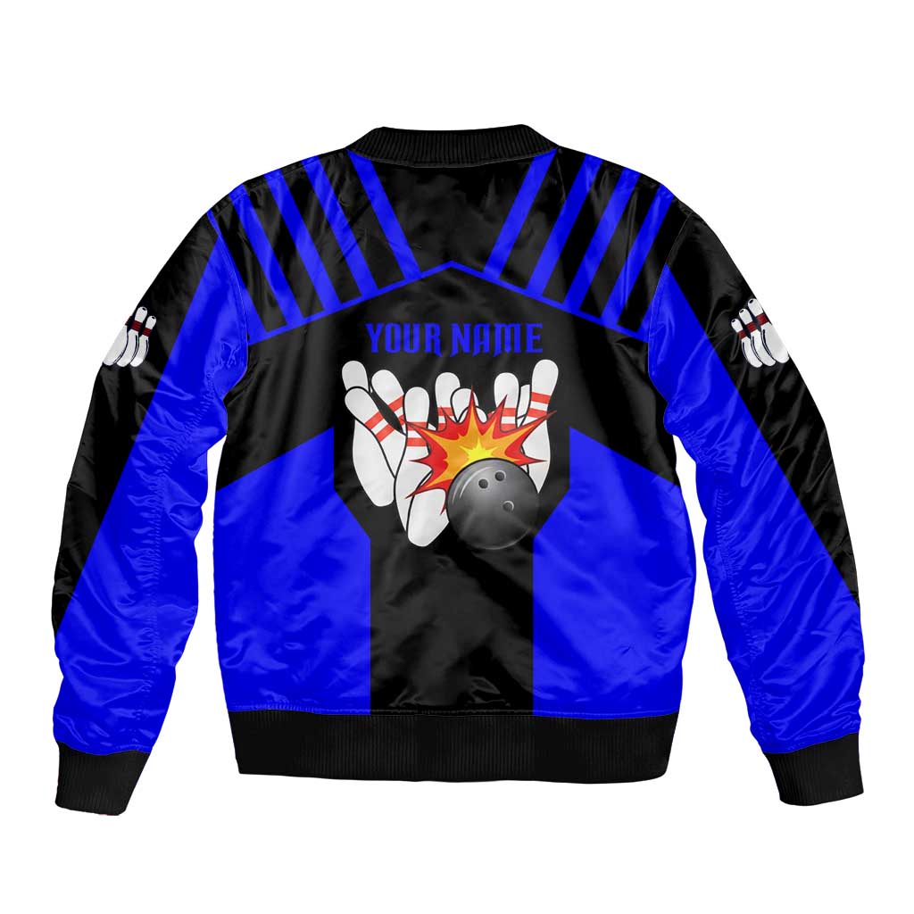 Explode Jacket Custom Blue and Black Bowling Bomber Jacket with Exploding Strike ...