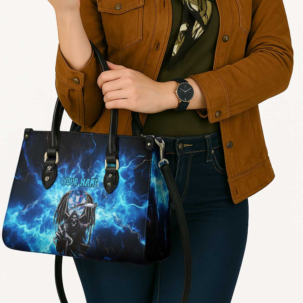 Sack Reaper Custom Grim Reaper Bowling Leather Bag with Blue Lightning Background ...