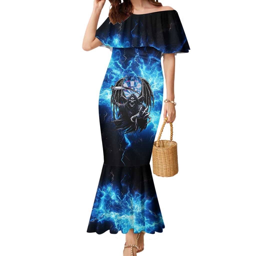Custom Grim Reaper Bowling Mermaid Dress with Blue Lightning Background ...